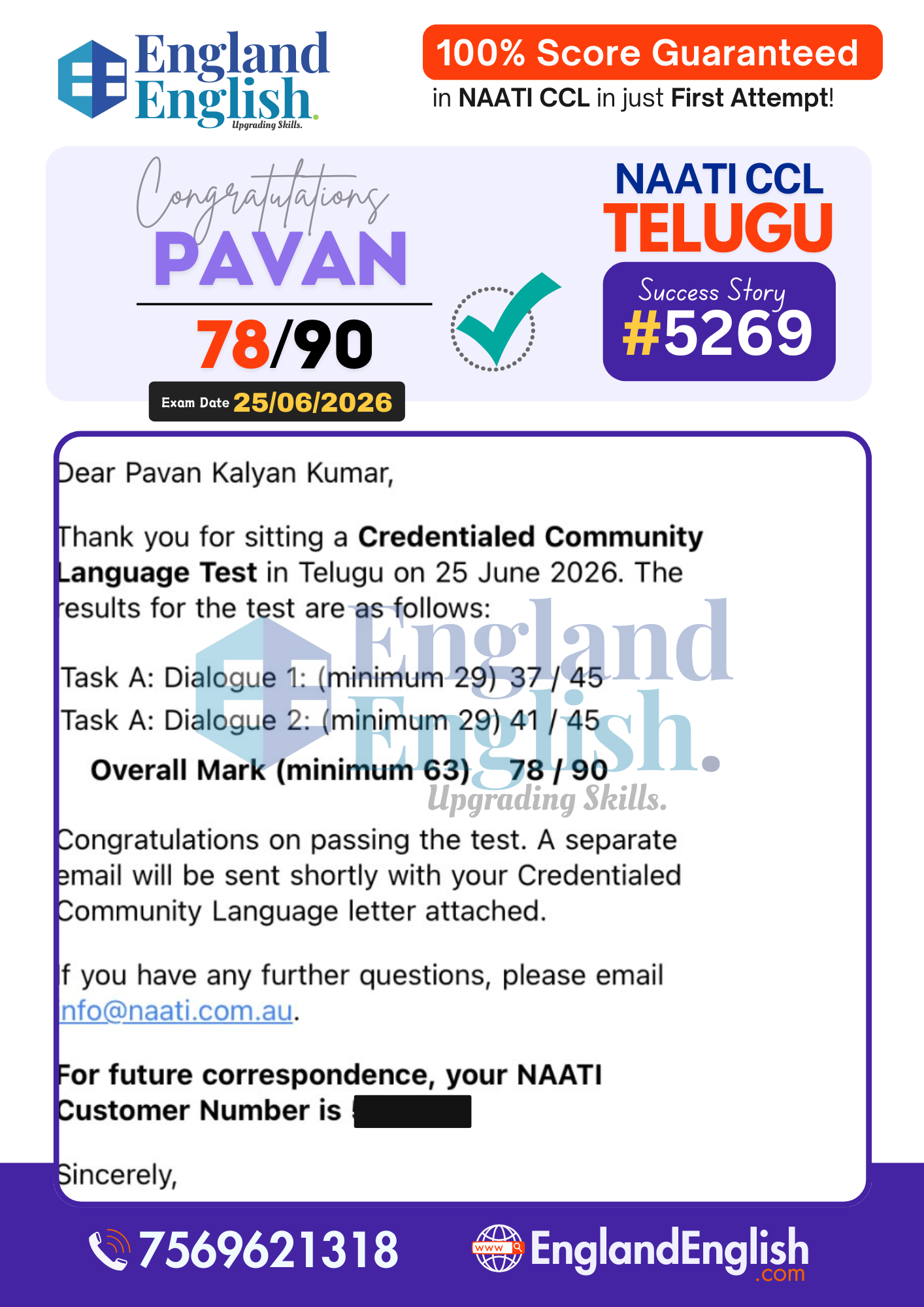 Pavan NAATI score report