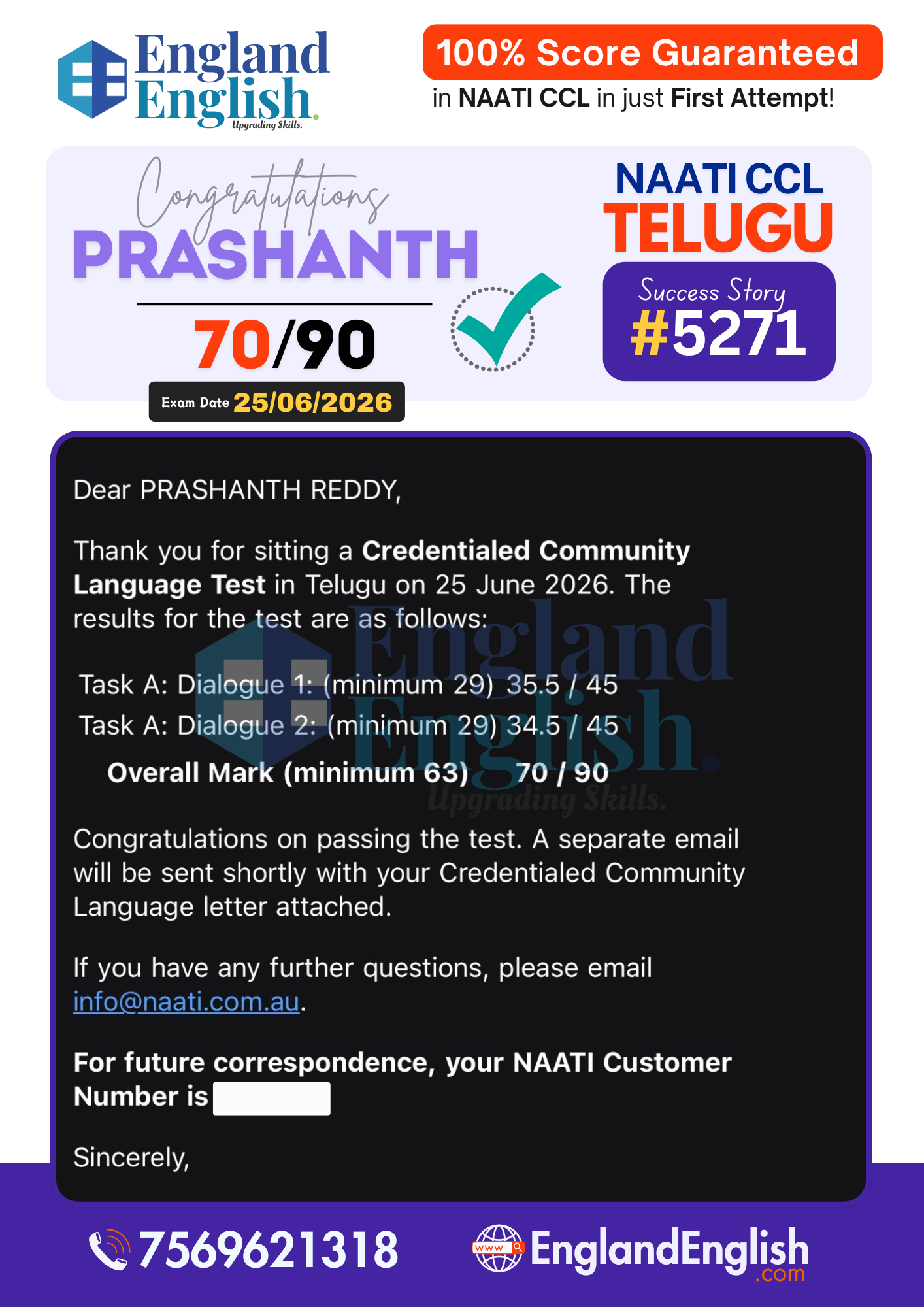 Prashanth NAATI CCL score report