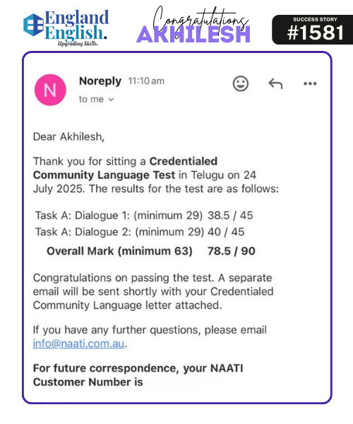 NAATI CCL Online Telugu Coaching In India