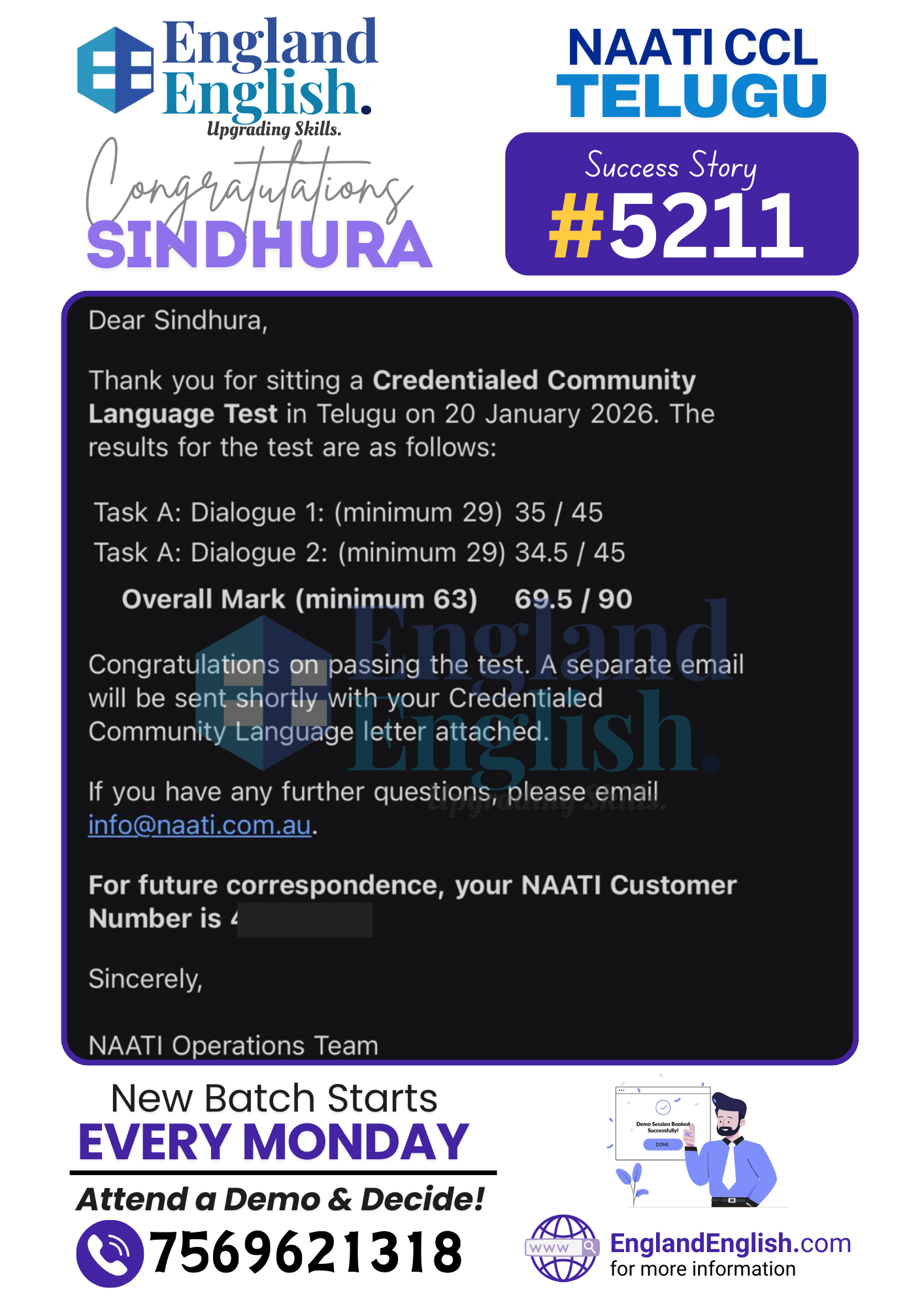 Best NAATI CCL Telugu Coaching Center in India i.e, England English. (3)