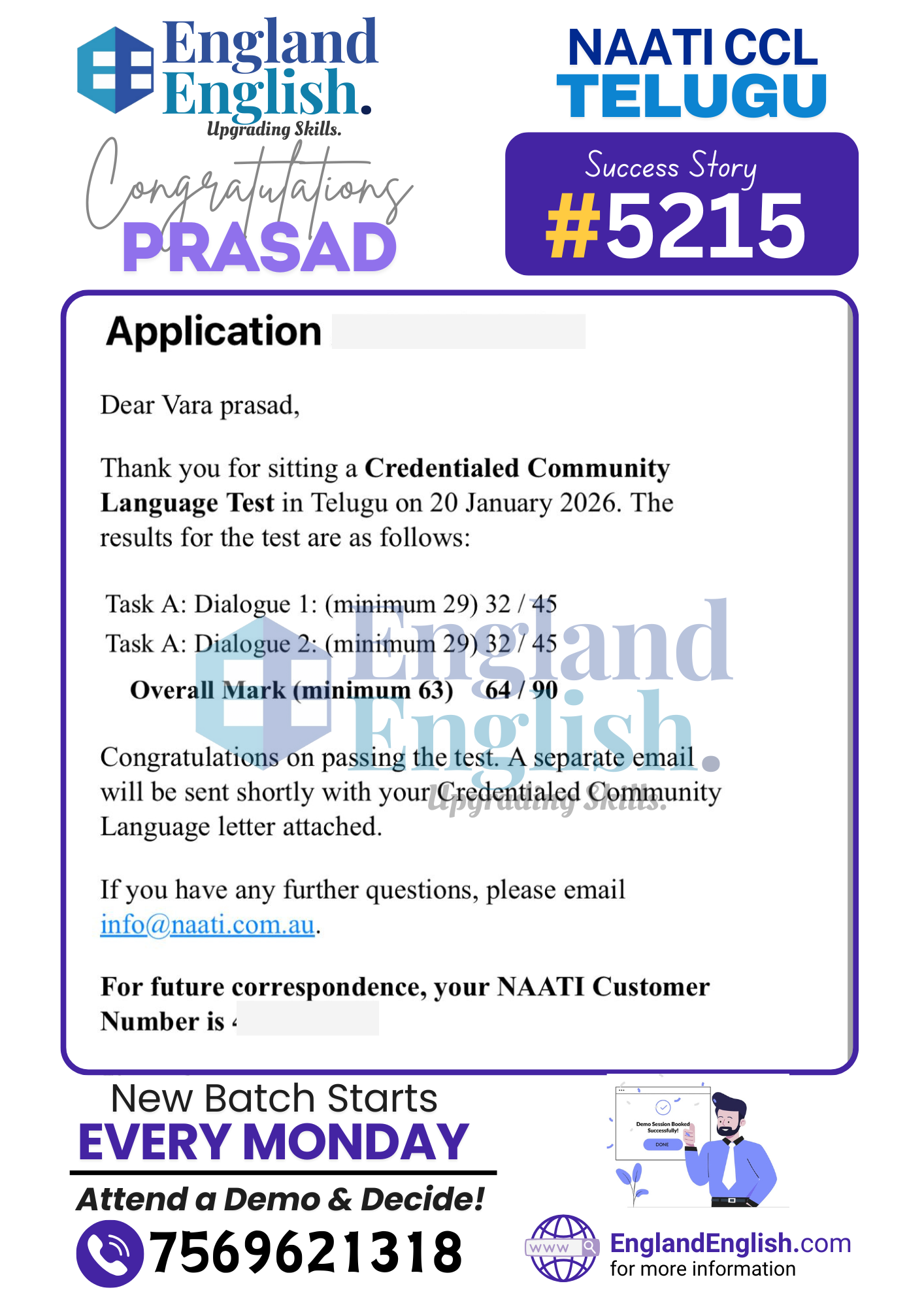 Best NAATI CCL Telugu Coaching Center in India i.e, England English. (7)
