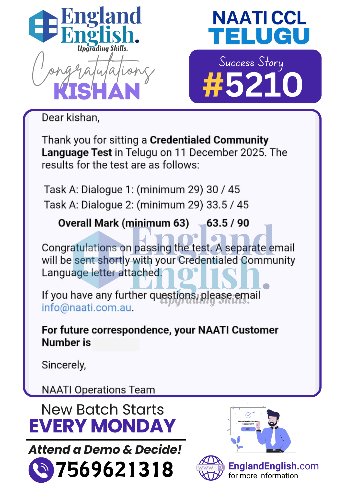 Best NAATI CCL Telugu Coaching Center in India i.e, England English.